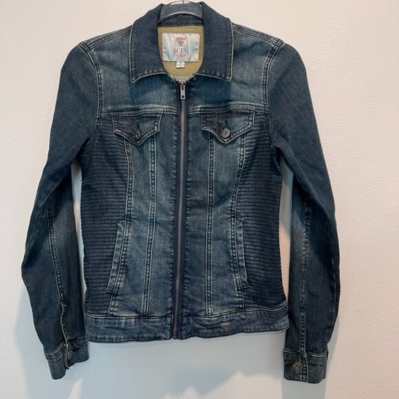 Guess Jackets & Blazers - GUESS Rigby ribbed denim jean moto jacket sz Small